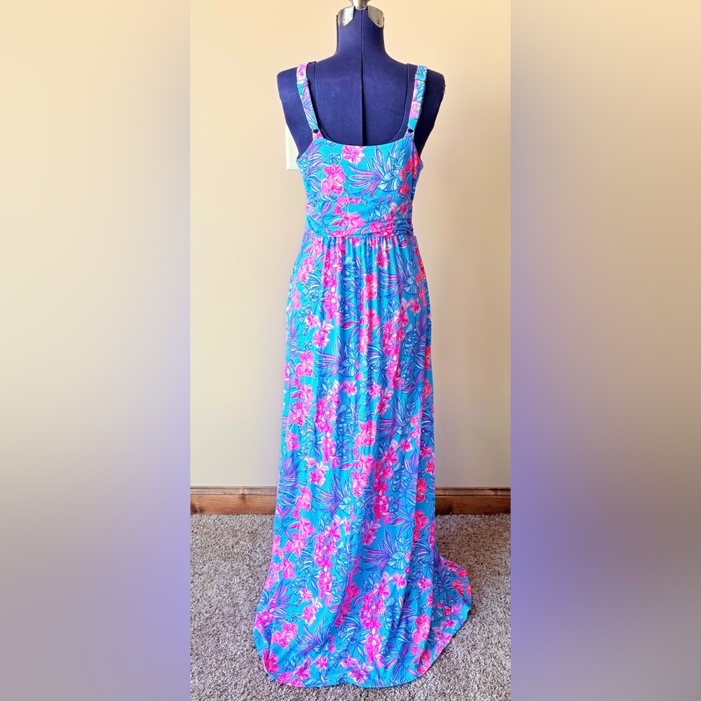 Lilly Pulitzer Blake Maxi Dress in the Cumulus Blue Orchid Oasis - Picture 3 of 5